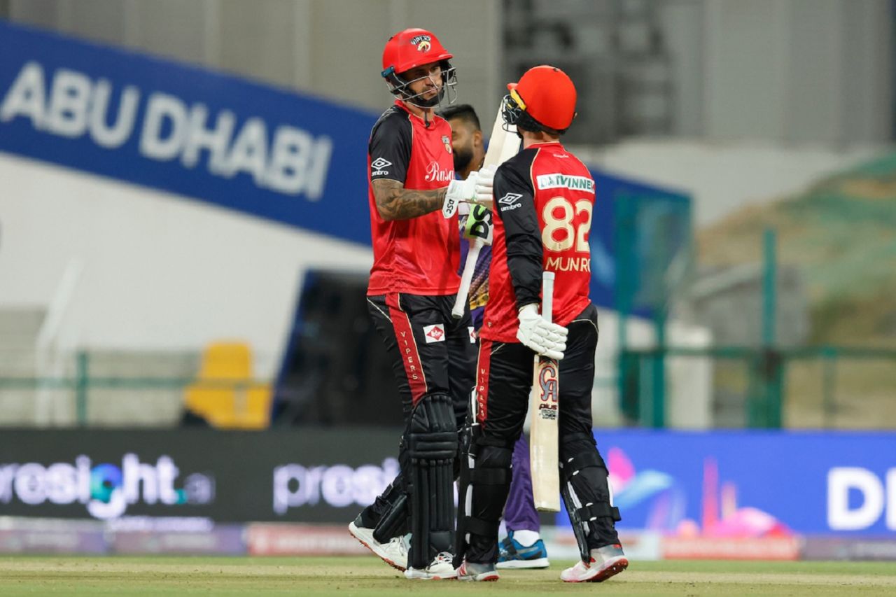 Alex Hales and Colin Munro put on the biggest partnership in the tournament, Abu Dhabi Knight Riders vs Desert Vipers, Abu Dhabi, ILT20, January 20, 2023