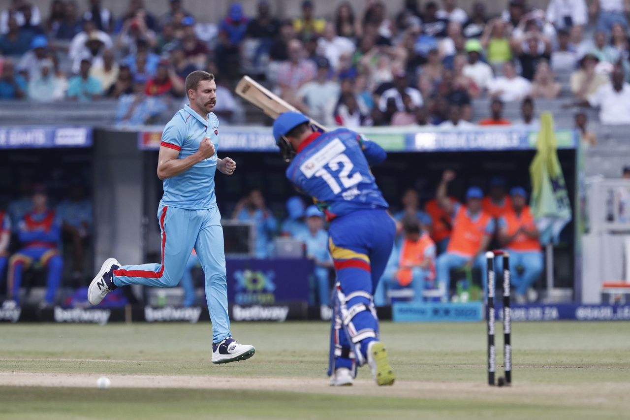 Anrich Nortje cleaned up Quinton de Kock, Durban Super Giants vs Pretoria Capitals, SA20, Durban, January 20 2023