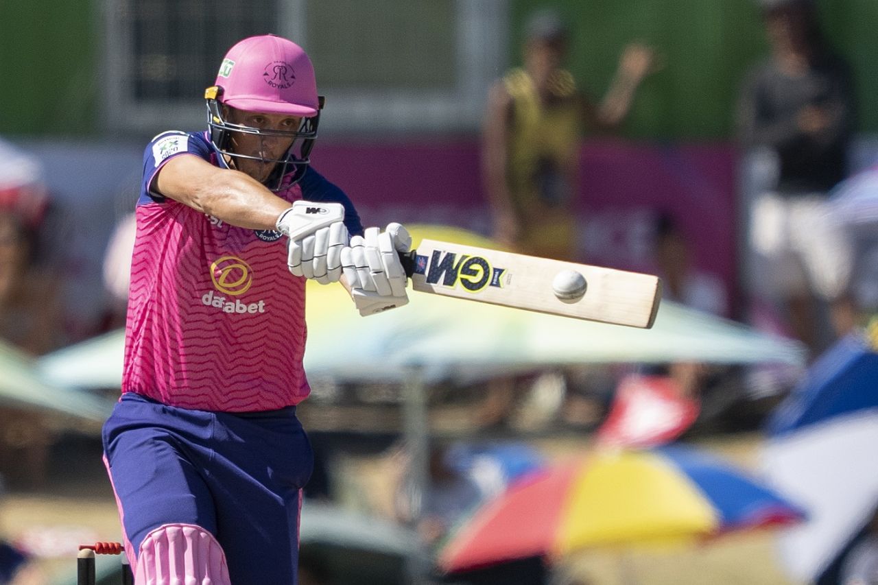 Paarl Royals' Wihan Lubbe hits one over the top for six, Paarl Royals vs Pretoria Capitals, SA20, Paarl, Jan 22