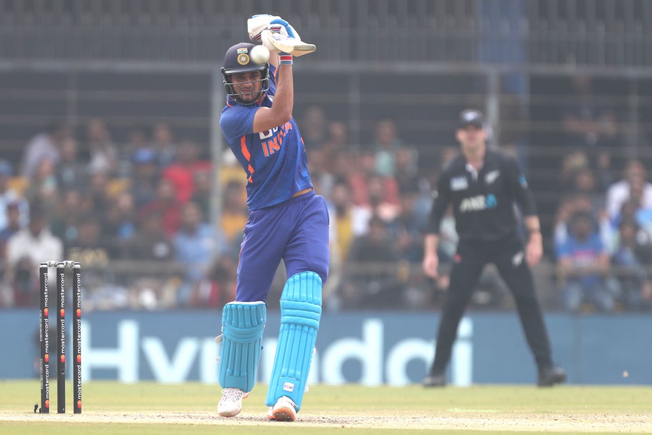 Shubman Gill drives through cover, India vs New Zealand, 3rd ODI, Indore, January 24, 2023