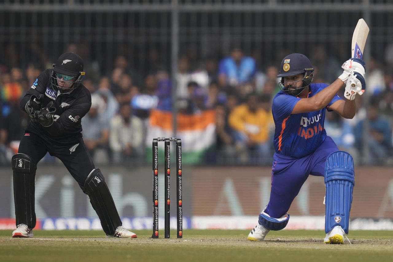 Rohit Sharma hits through the off side, India vs New Zealand, 3rd ODI, Indore, January 24, 2023