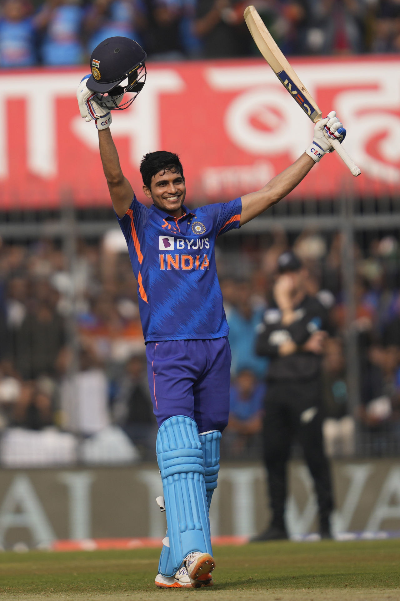 Shubman Gill celebrates another hundred, India vs New Zealand, 3rd ODI, Indore, January 24, 2023