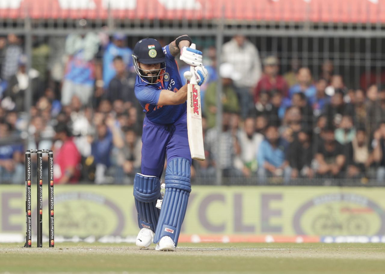 Virat Kohli punches down the ground, India vs New Zealand, 3rd ODI, Indore, January 24, 2023
