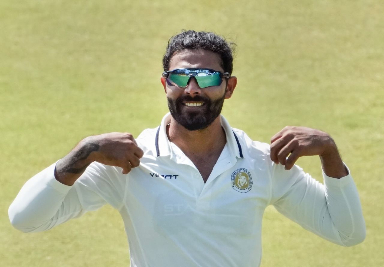 Ravindra Jadeja in action for Saurashtra, Tamil Nadu vs Saurashtra, Chennai, 1st day, Ranji Trophy 2022-23, January 24, 2023
