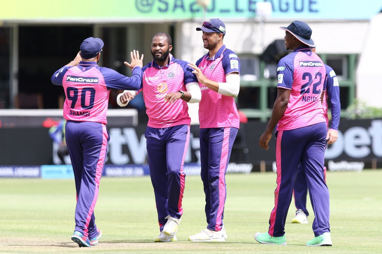 Andile Phehlukwayo celebrates a wicket, Sunrisers Eastern Cape vs Paarl Royals, SA20, Gqeberha, January 24, 2023