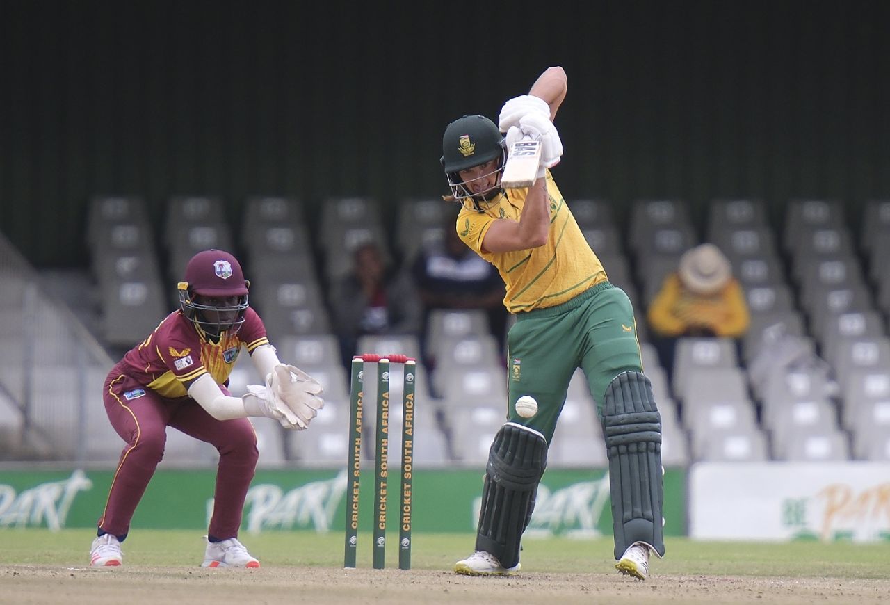 Tazmin Brits scored a steady, unbeaten half-century, South Africa vs West Indies, Women's T20I Tri-Series, East London, January 25, 2023