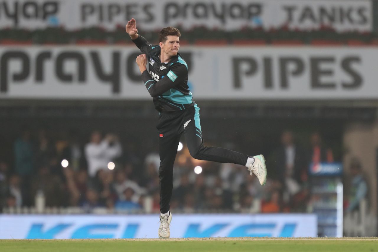 Mitchell Santner in action, India vs New Zealand, 1st T20I, Ranchi, January 27, 2023