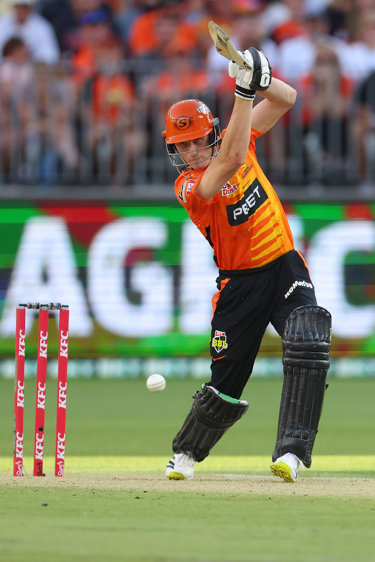 Cameron Bancroft drives early in the chase, Perth Scorchers vs Sydney Sixers, Big Bash League 2022-23, Qualifier, Perth, January 28, 2023