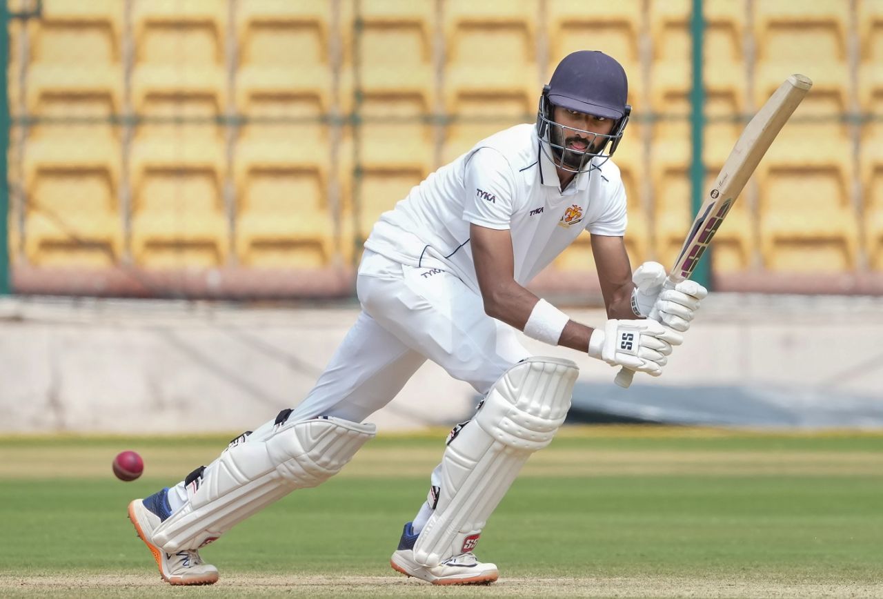 Devdutt Padikkal flicks one during his half-century knock, Karnataka vs Uttarakhand, Ranji Trophy 2022-23 quarter-final, Bengaluru, 2nd day, February 1, 2023
