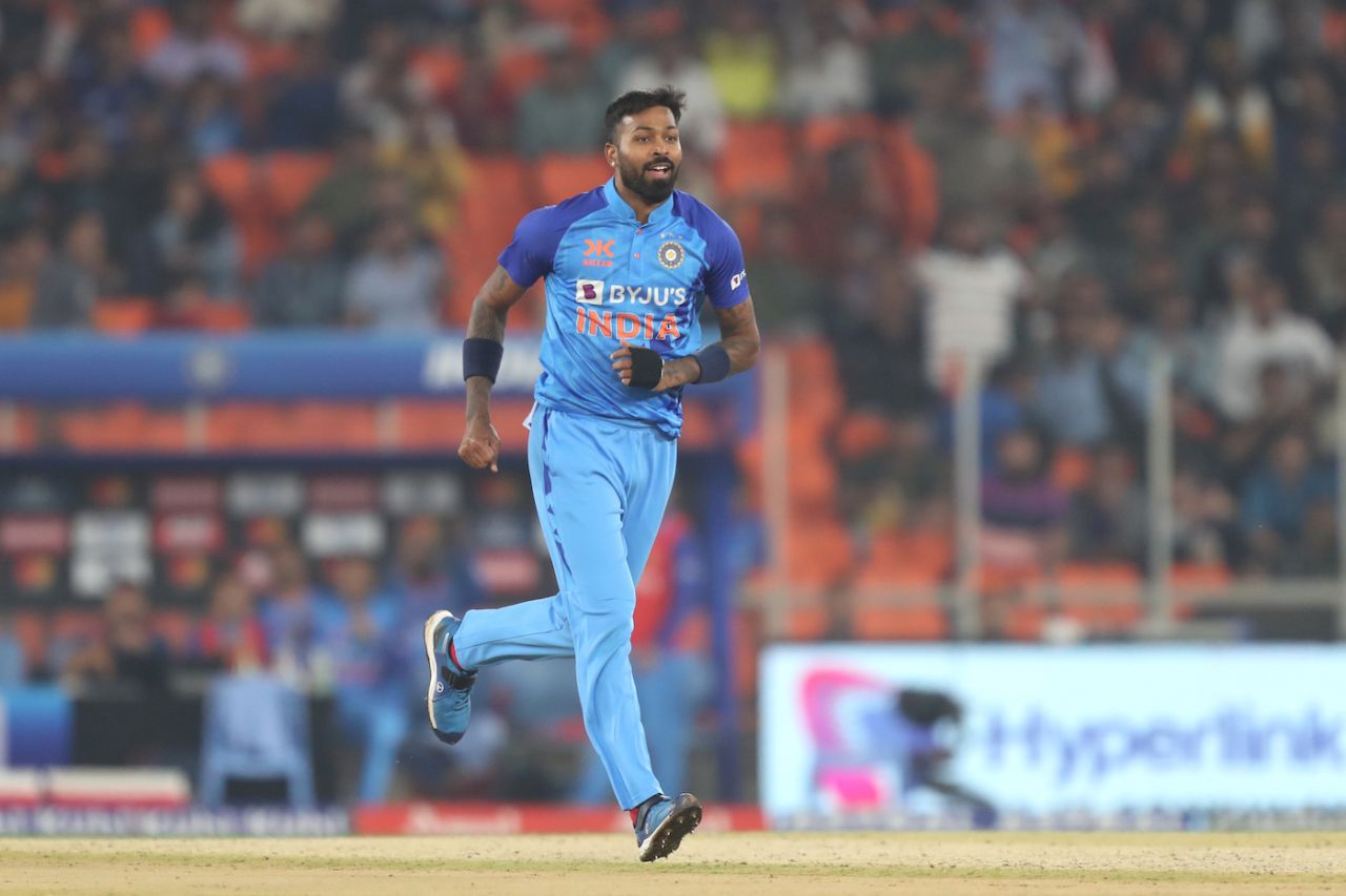 Hardik Pandya celebrates a wicket, India vs New Zealand, 3rd T20I, Ahmedabad, February 1, 2023