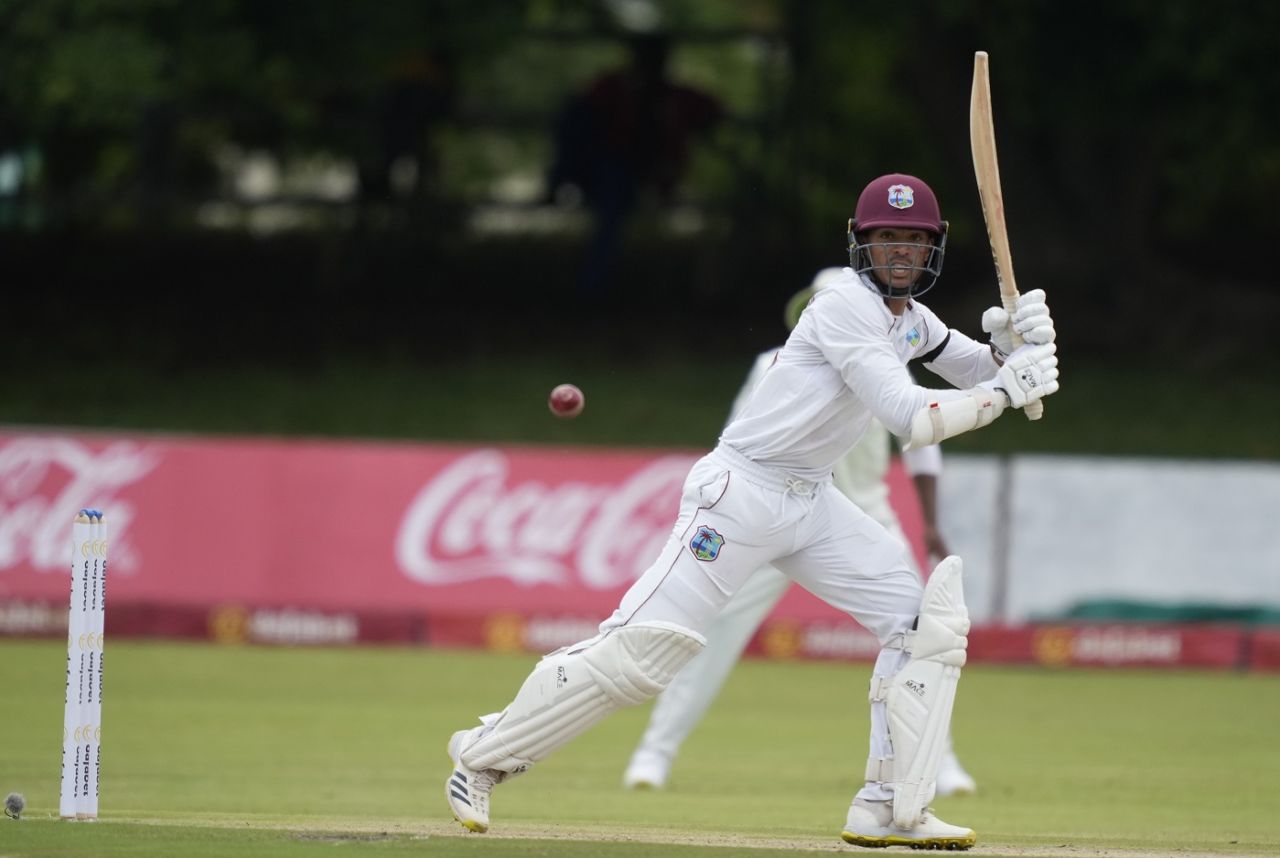 Tagenarine Chanderpaul flicks square of the wicket, Zimbabwe vs West Indies, 1st Test, Bulawayo, first day, February 4, 2023