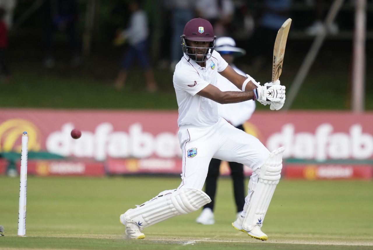 Kraigg Brathwaite cuts behind point, Zimbabwe vs West Indies, 1st Test, Bulawayo, second day, February 5, 2023