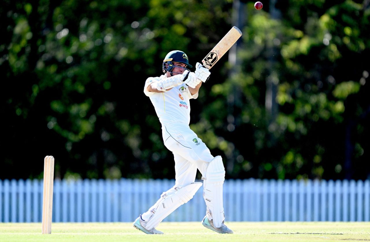 Ethan Jamieson plays the pull, Australia Under-19 vs England Under-19, 2nd Youth Test, Brisbane, 1st day, February 6, 2023