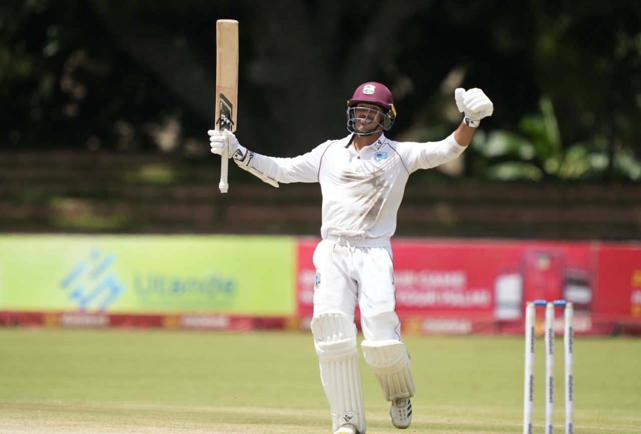 Tagenarine Chanderpaul became the tenth West Indies batter to convert his maiden Test hundred into a double, Zimbabwe vs West Indies, 1st Test, Bulawayo, 3rd day, February 6, 2023
