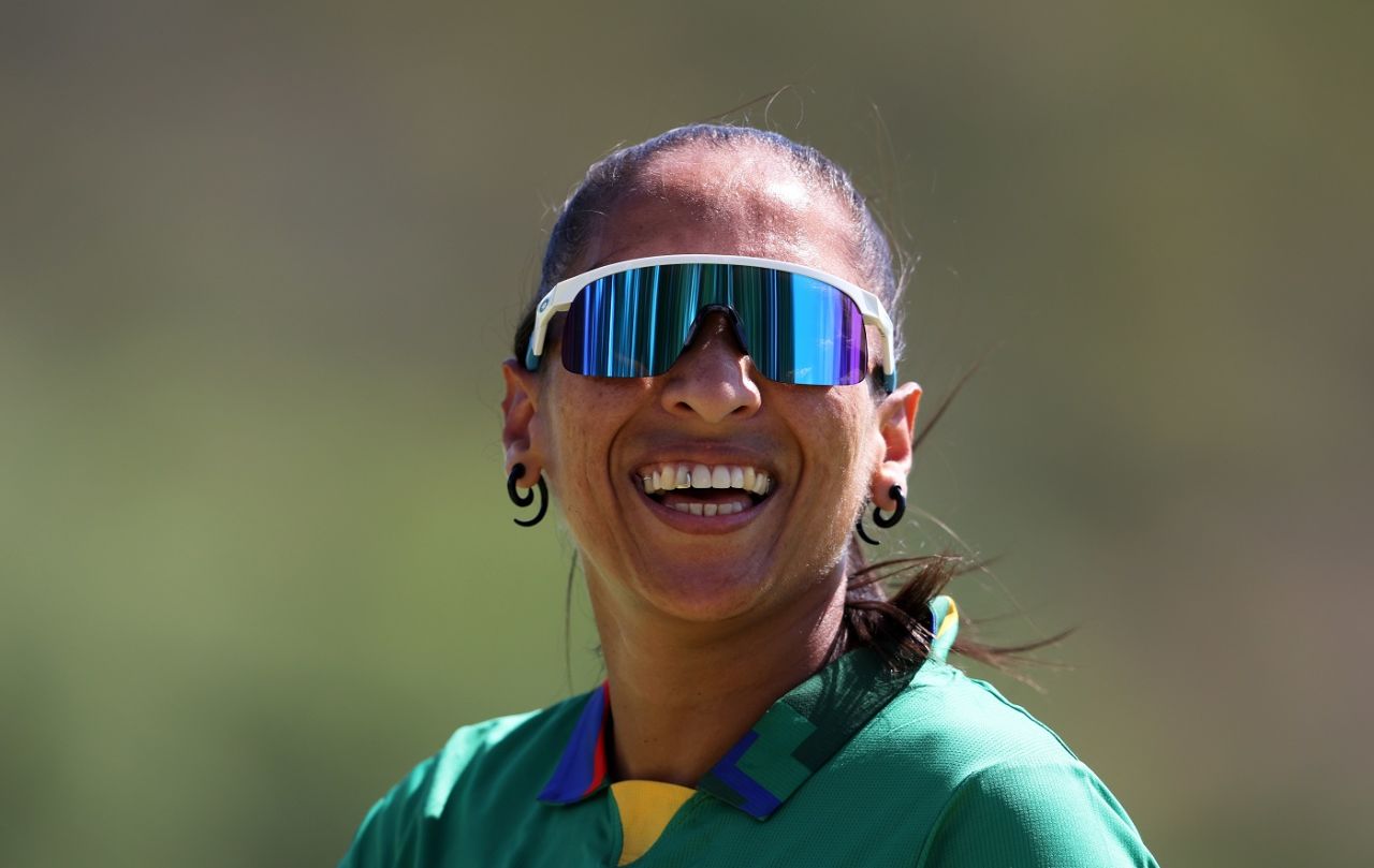 Shabnim Ismail looks on, England vs South Africa, Women's T20 World Cup 2023 Warm-up, Cape Town, February 06, 2023