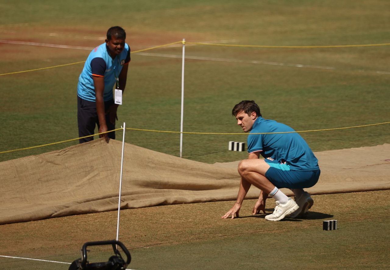 A sharp turner? Maybe, ponders Pat Cummins as he feels the Nagpur pitch, India vs Australia, 1st Test, Nagpur, February 8, 2023