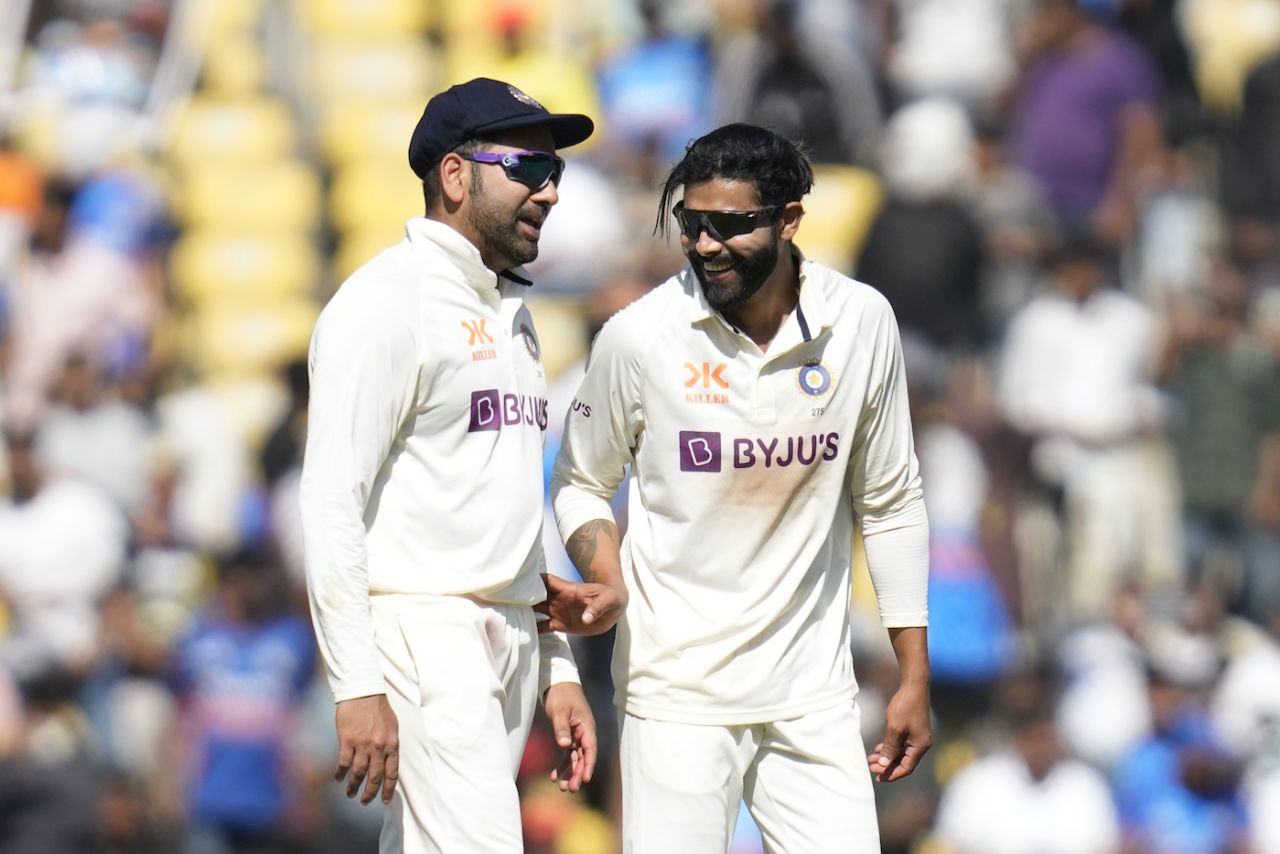 Rohit Sharma and Ravindra Jadeja share a lighthearted moment, India vs Australia, Border-Gavaskar Trophy, 1st Test, Nagpur, 1st day, February 9, 2023