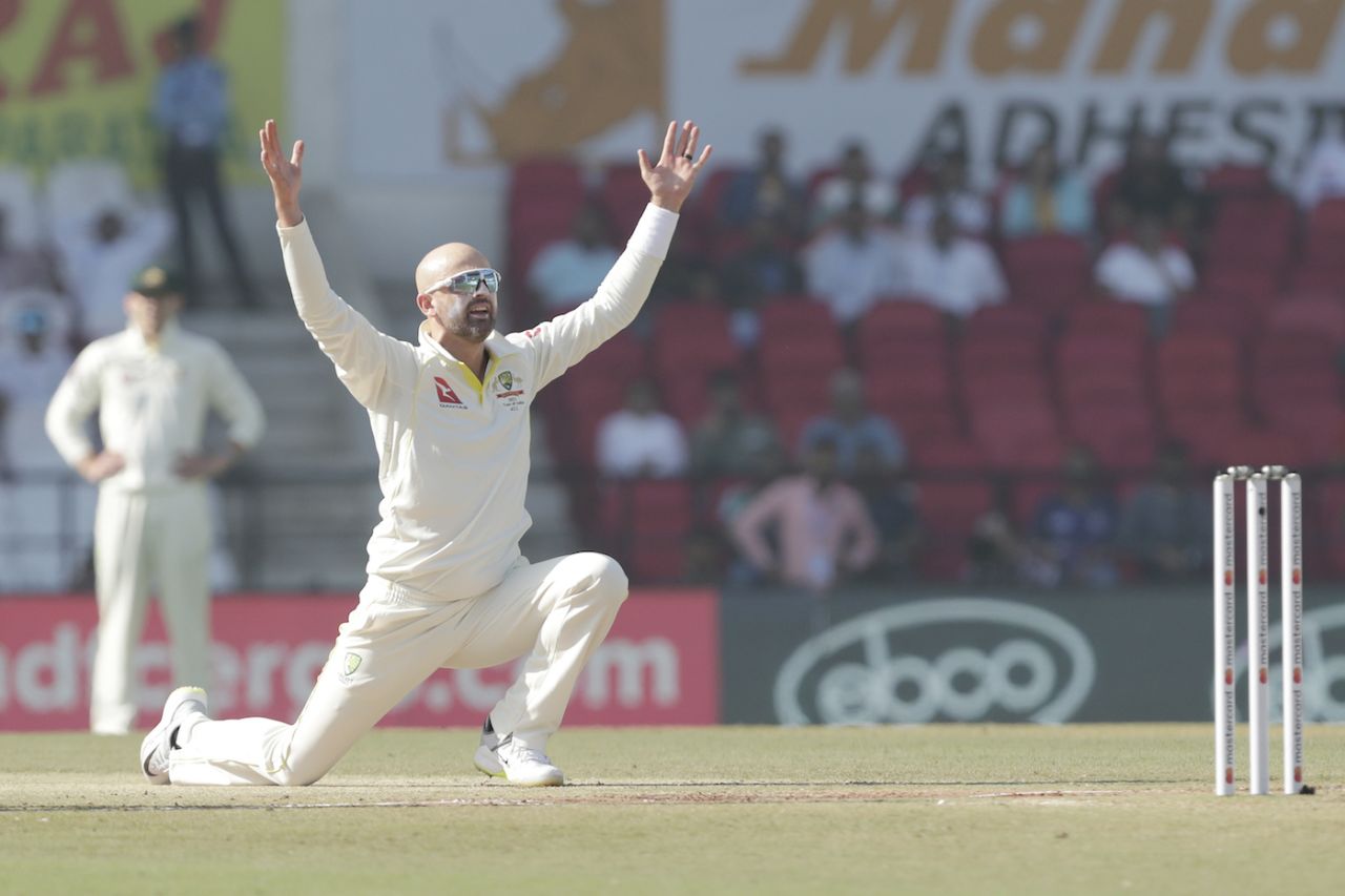 Nathan Lyon appeals unsuccessfully, India vs Australia, 1st Test, Nagpur, 2nd day, February 10, 2023