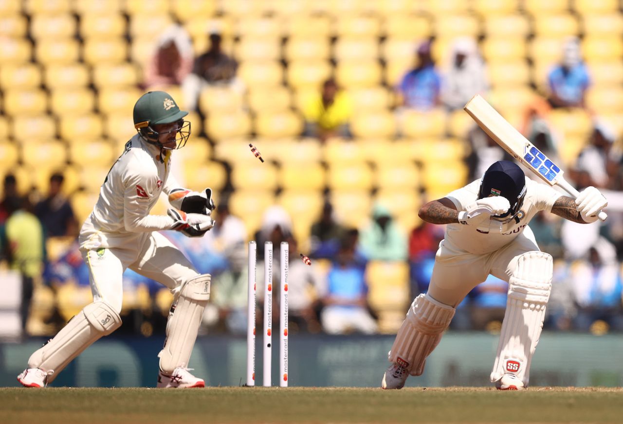 Suryakumar Yadav is bowled, India vs Australia, 1st Test, Nagpur, 2nd day, February 10, 2023