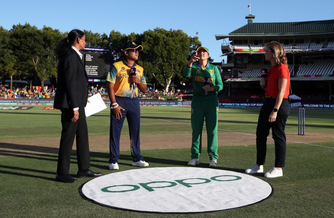 Chamari Athapaththu and Sune Luus at the toss, South Africa Women vs Sri Lanka Women, Women's T20 World Cup 2023, Cape Town, February 10, 2023