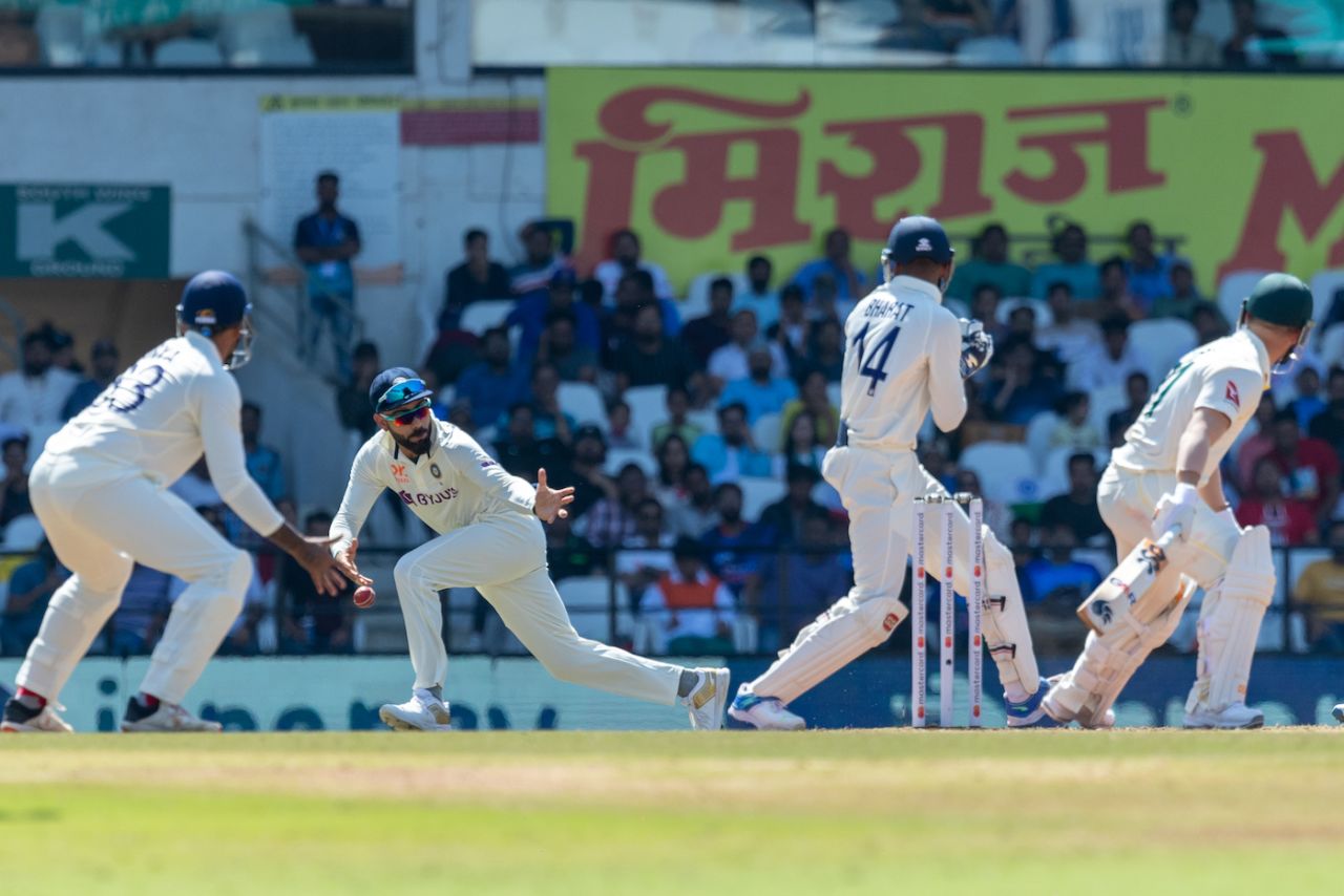 Virat Kohli split a pretty straightforward chance off David Warner, India vs Australia, 1st Test, Nagpur, 3rd day, February 11, 2023