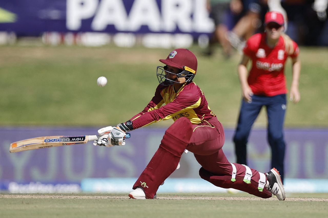 Shemaine Campbelle carried the fight from No. 3, England vs West Indies, Women's T20 World Cup, Paarl, February 11, 2023