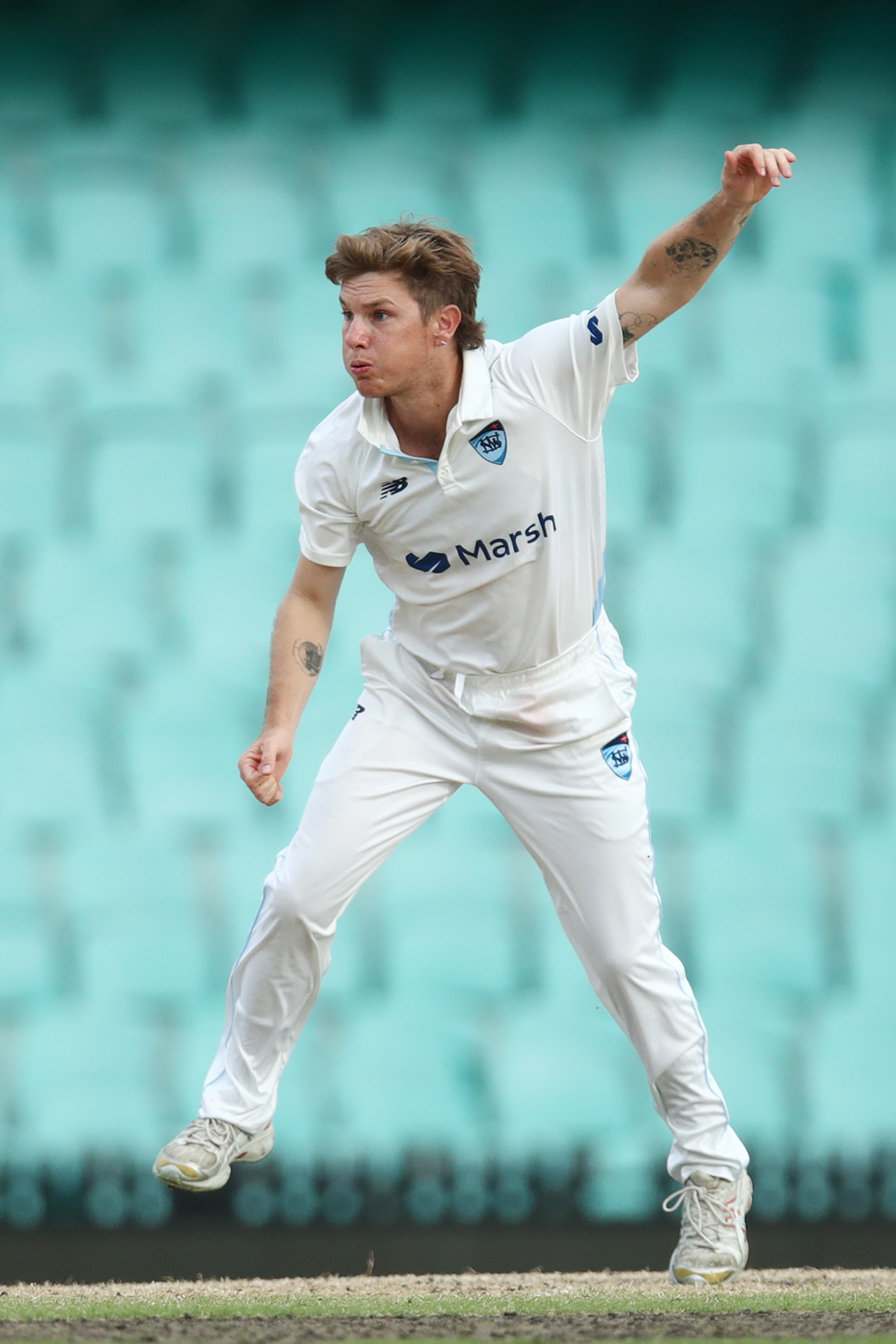 Adam Zampa bowling for New South Wales, New South Wales vs Tasmania, Sheffield Shield, SCG, February 12, 2023