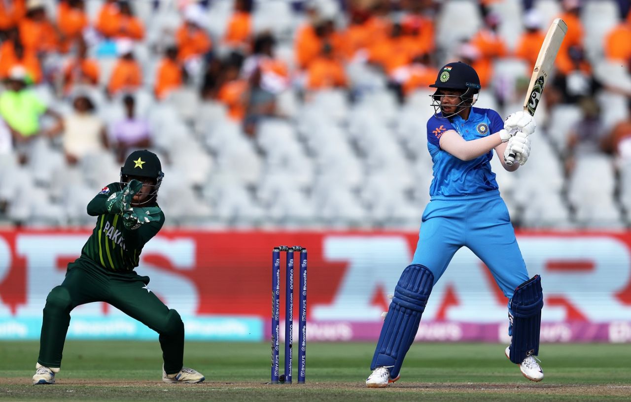 Shafali Verma accelerated after a watchful start to her innings, India vs Pakistan, ICC Women's T20 World Cup, Cape Town, February 12, 2023
