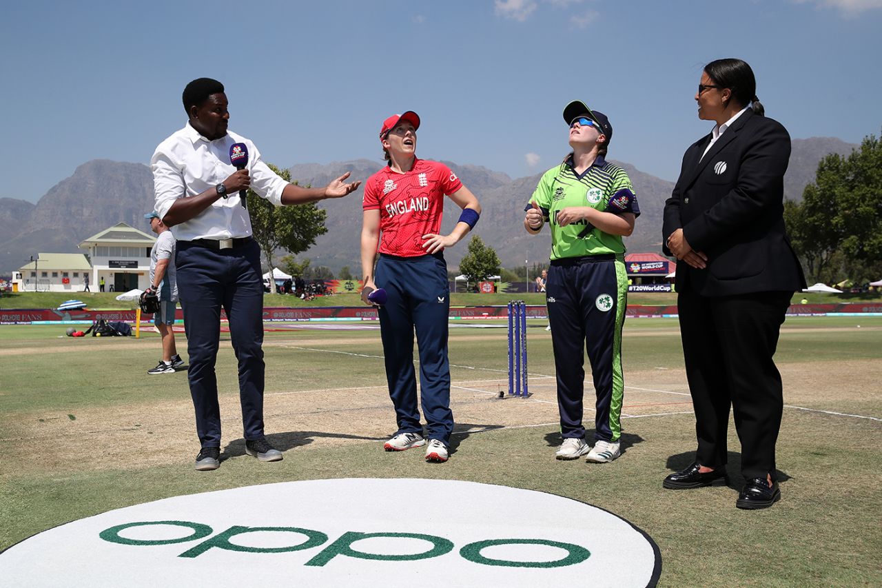 Heather Knight and Laura Delany at the toss, Ireland Women vs England Women, Paarl, ICC Women's T20 World Cup, February 13, 2023