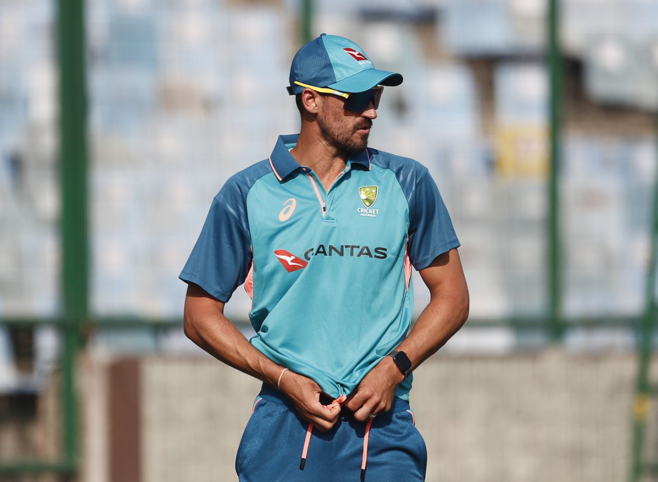 Mitchell Starc at a training session ahead of the second Test against India, Delhi, February 15, 2023