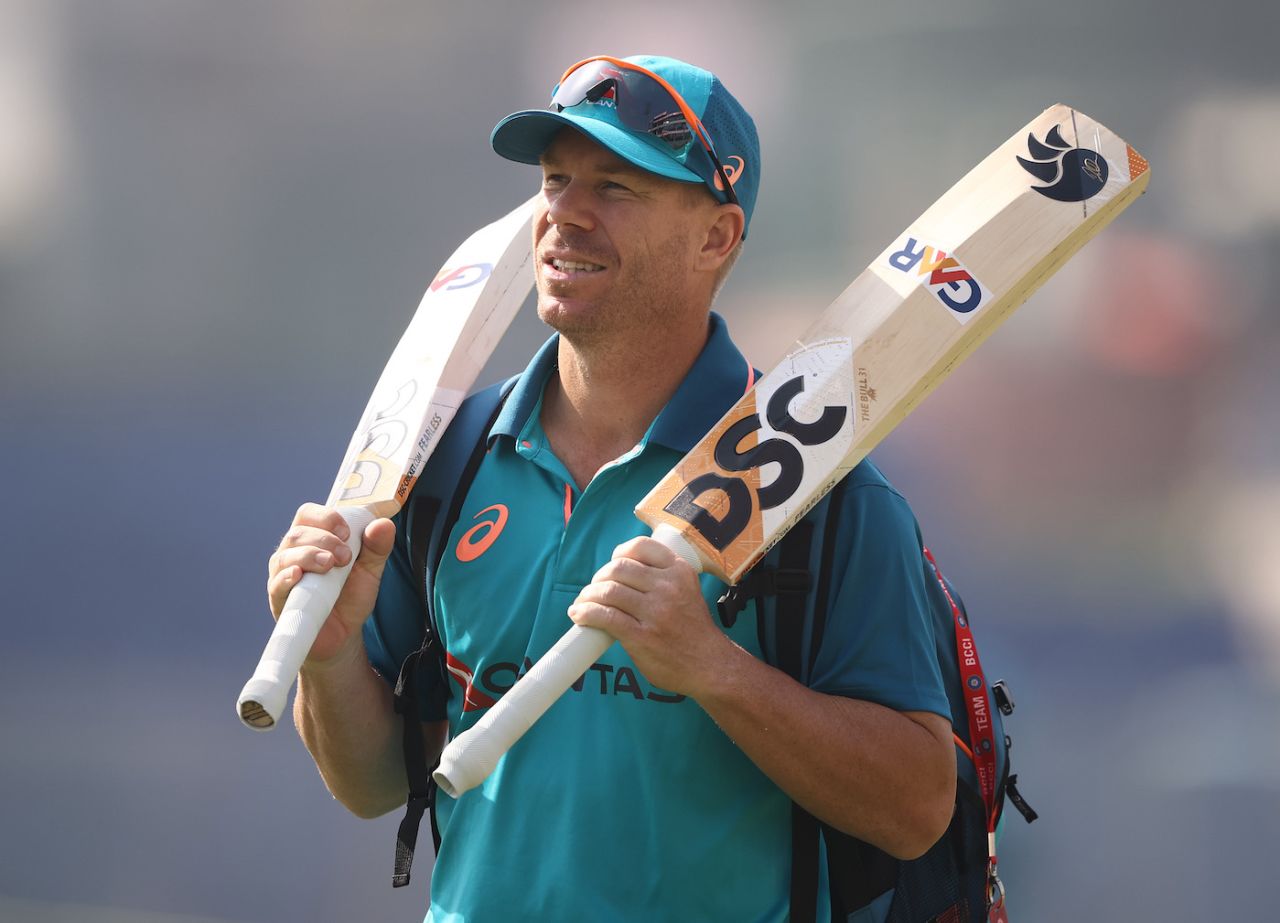 David Warner arrives for a net session ahead of the second Test against India, Delhi, February 15, 2023