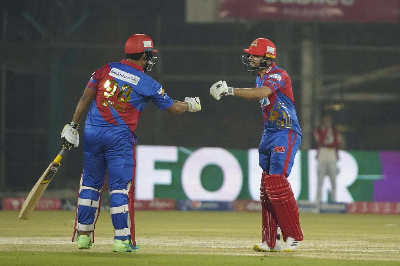 Haider Ali and Sharjeel Khan steadied Kings' innings after losing Vince early, Karachi Kings vs Islamabad United, PSL 2022-23, Karachi, February 16, 2023