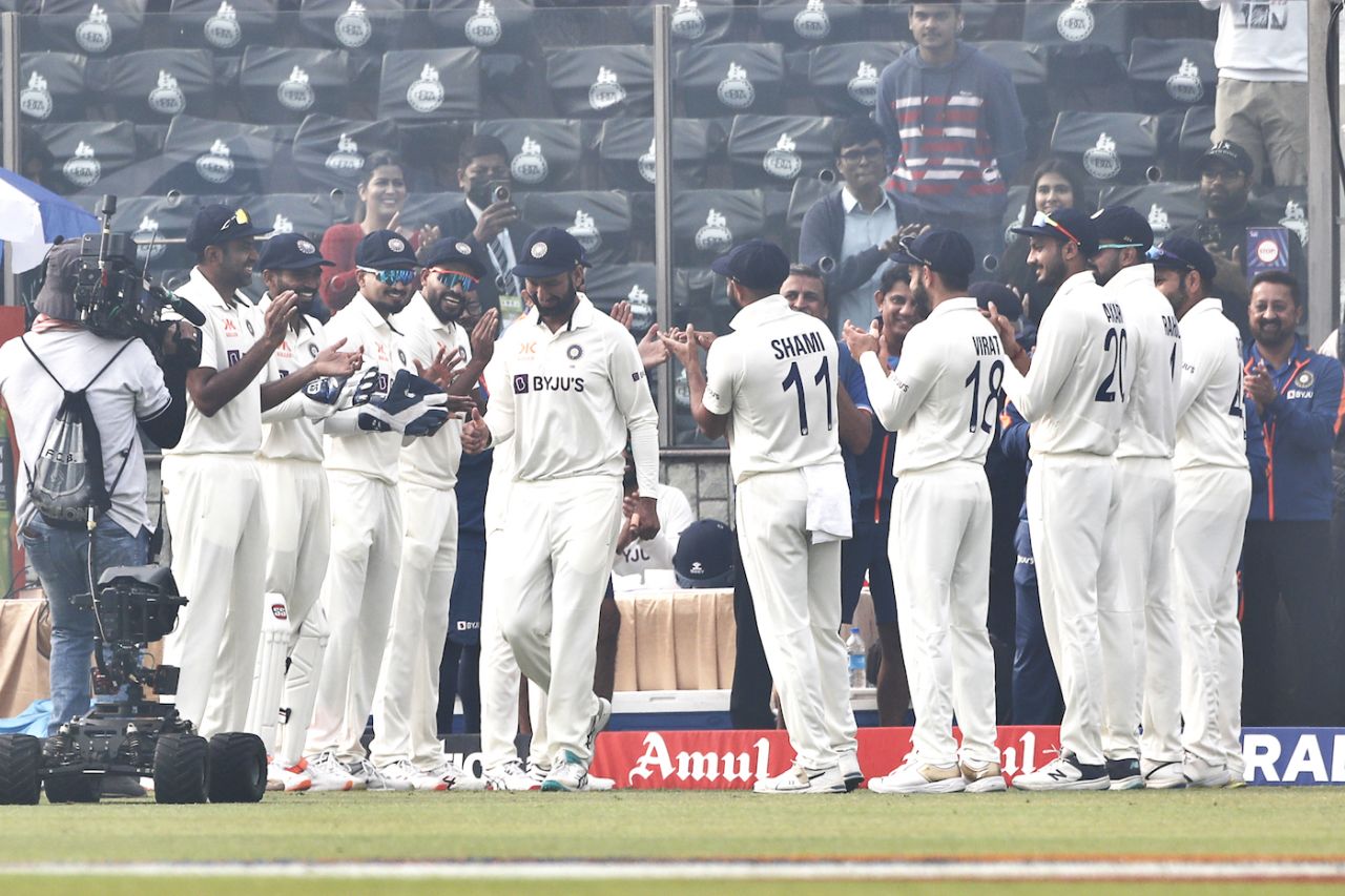Cheteshwar Pujara leads the team out in his 100th Test India vs Australia, 2nd Test, Delhi, 1st day, February 17, 2023