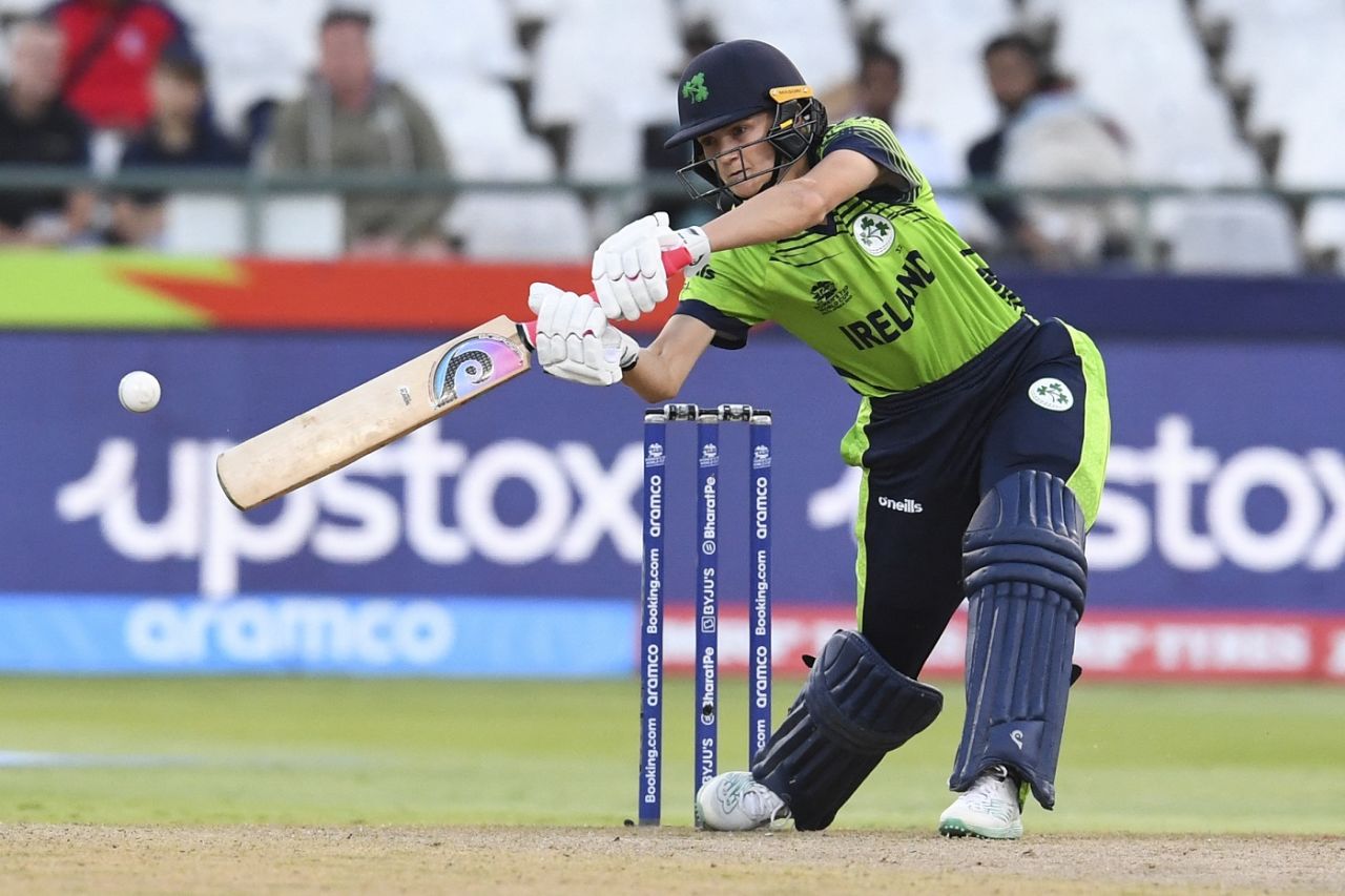 Gaby Lewis pushes one to the offside, Ireland vs West Indies, Women's T20 world Cup, Cape Town, February 17, 2023