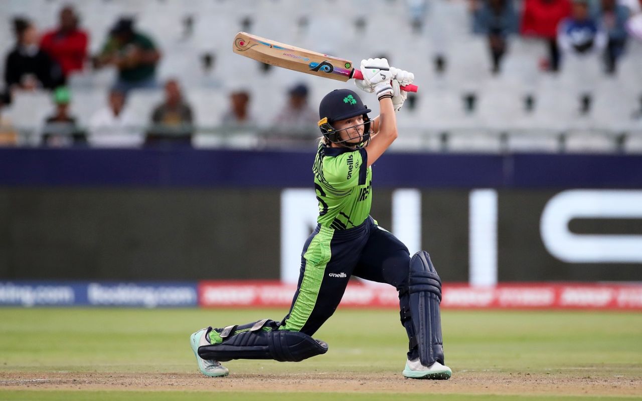 Gaby Lewis drives one through covers, Ireland vs West Indies, Women's T20 world Cup, Cape Town, February 17, 2023