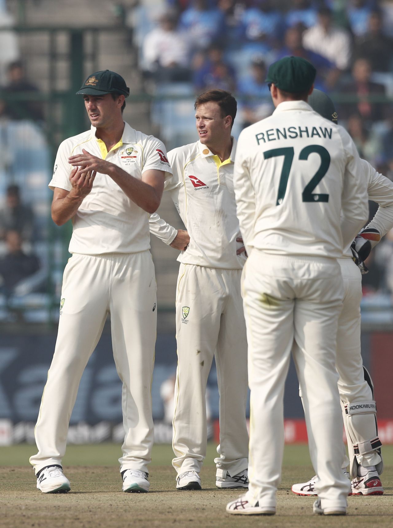 Pat Cummins signals for a review, India vs Australia, 2nd Test, Delhi, 2nd day, February 18, 2023