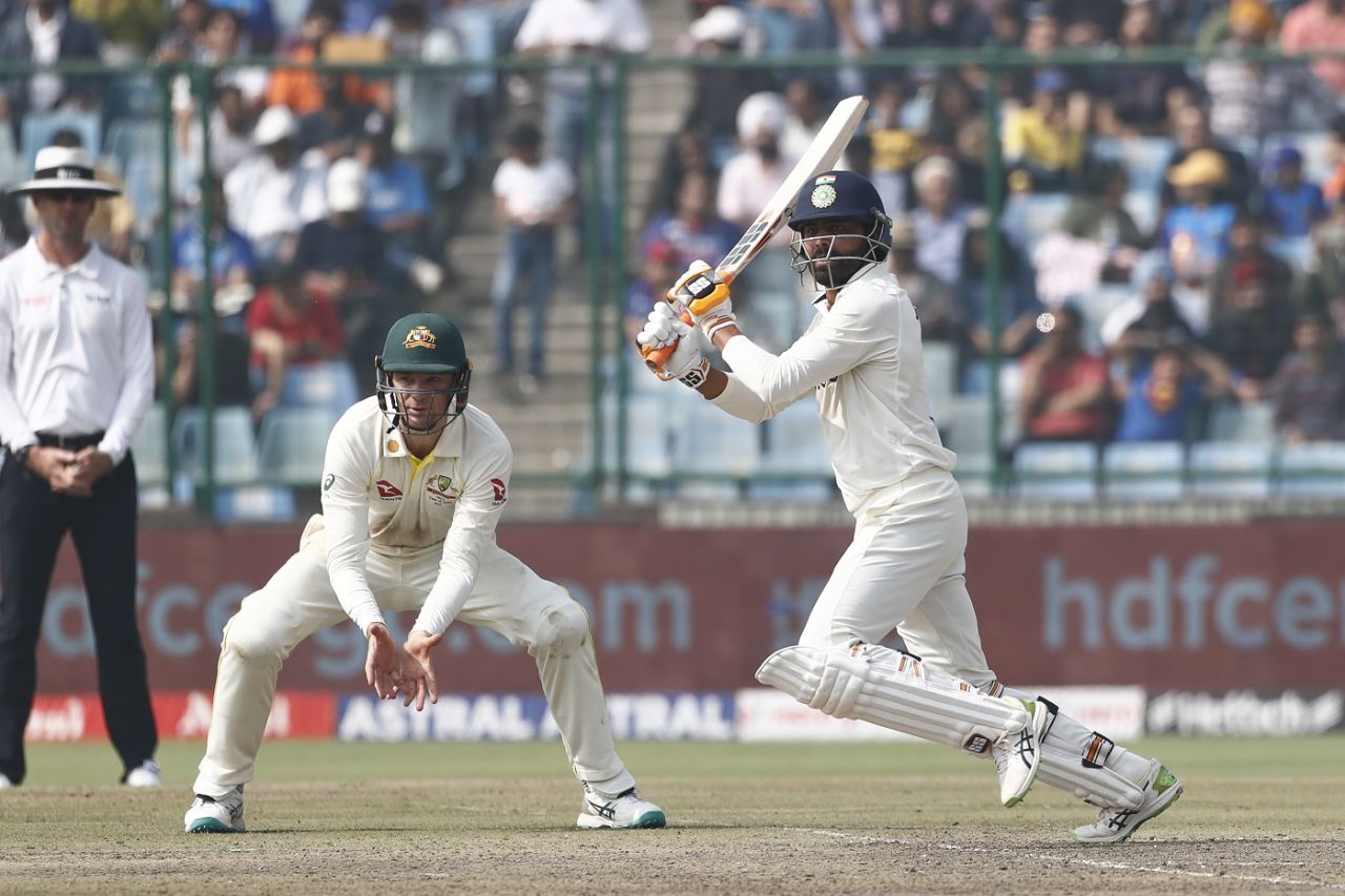 Ravindra Jadeja slaps one away, India vs Australia, 2nd Test, Delhi, 2nd day, February 18, 2023