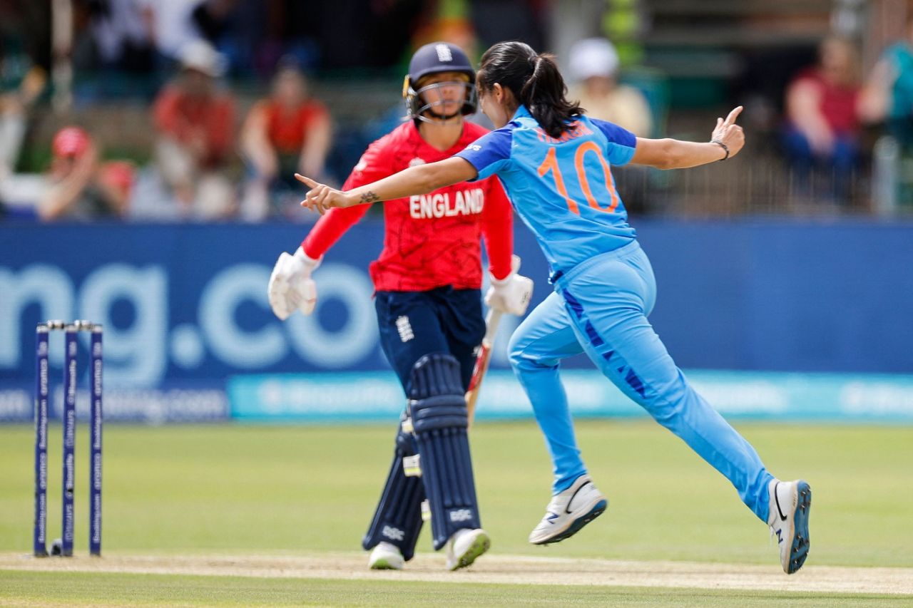 Renuka Singh struck twice in her first seven balls, England vs India, Women's T20 World Cup, Gqeberha, February 18, 2023