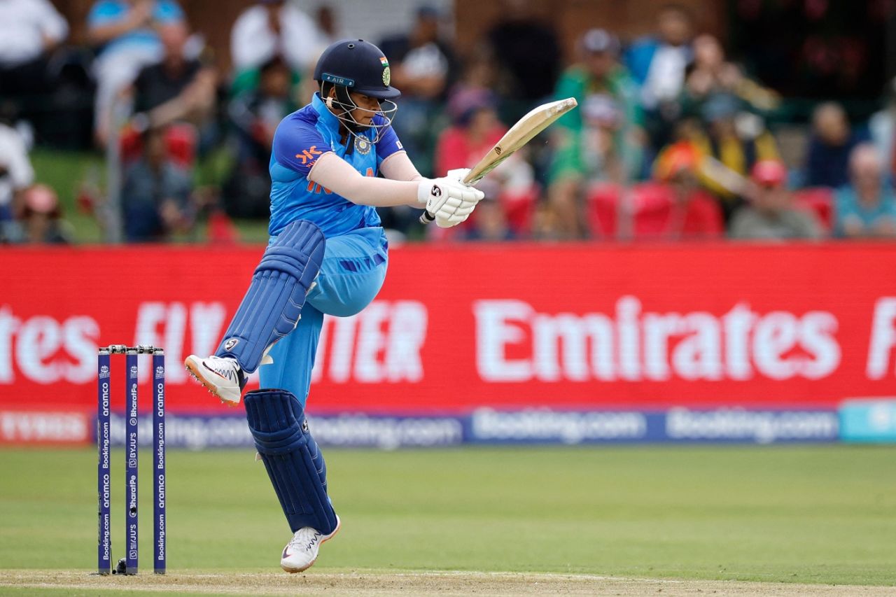 Shafali Verma plays a controlled pull shot, England vs India, Women's T20 World Cup, Gqeberha, February 18, 2023