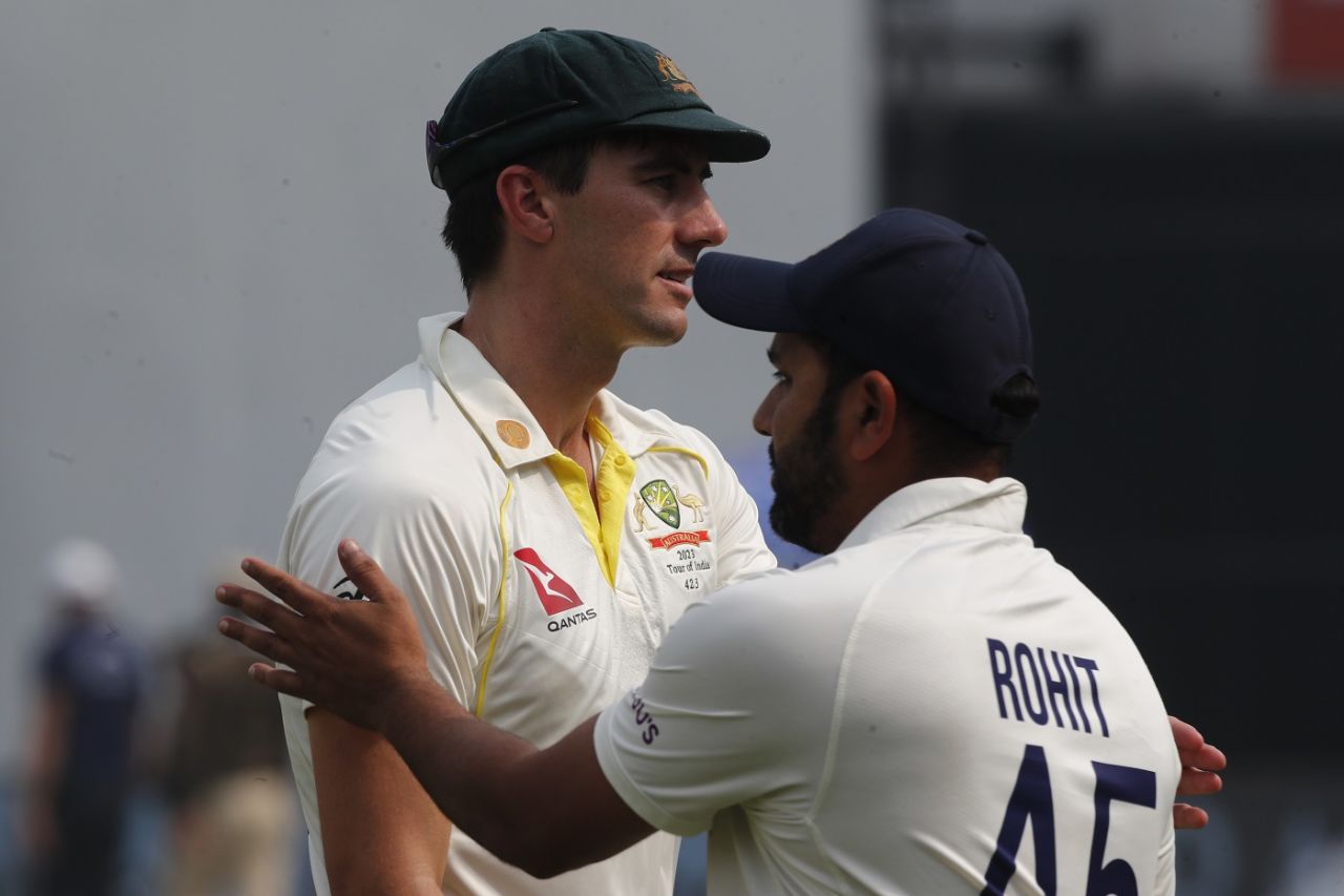 Pat Cummins and Rohit Sharma shake hands after the match, India vs Australia, 2nd Test, Delhi, 3rd day, February 19, 2023