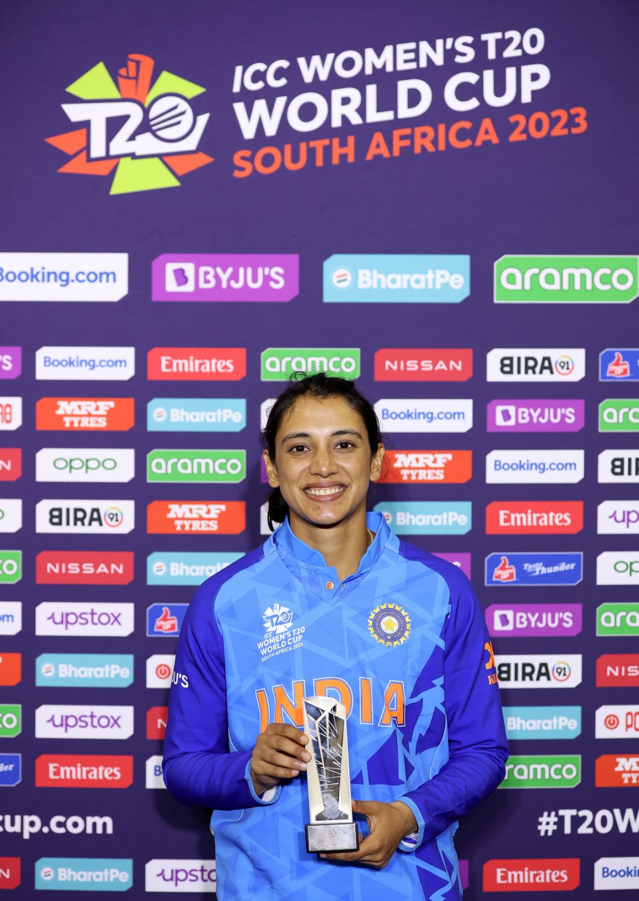 Smriti Mandhana was named Player of the Match for her career-best T20I score of 87, India vs Ireland, Group 2, ICC Women's T20 World Cup, Gqeberha, February 20, 2023
