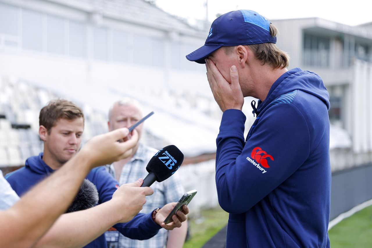Blair Tickner was emotional when speaking to the media on Wednesday, New Zealand vs England, Wellington, February 22, 2023