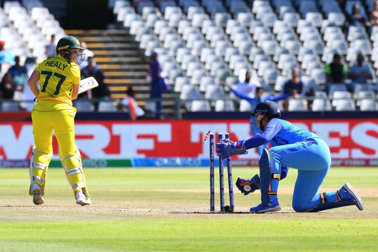 Alyssa Healy was stumped by Richa Ghosh, Australia vs India, Women's T20 World Cup, semi-final, Cape Town, February 23, 2023