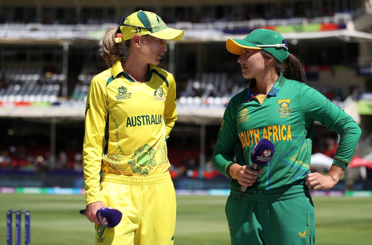 Meg Lanning and Sune Luus at the toss, South Africa vs Australia, Women's T20 World Cup, Final, Cape Town, February 26, 2023