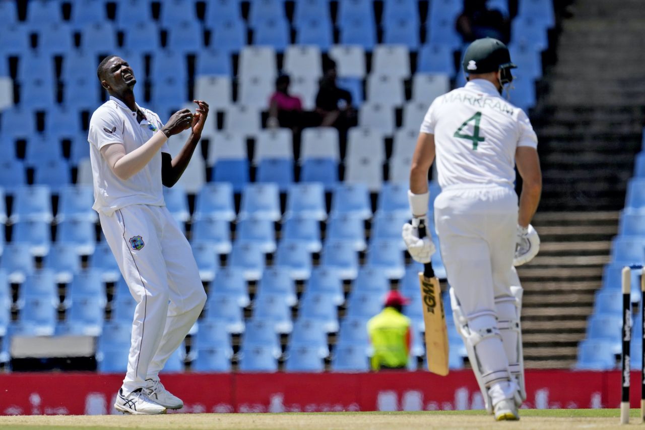 Jason Holder reacts after Aiden Markram plays the ball, South Africa vs West Indies, 1st Test, Centurion, 1st day, February 28, 2023