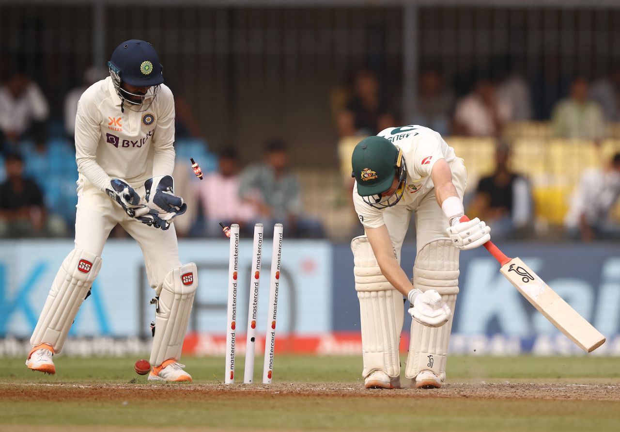 Marnus Labuschagne was bowled by Ravindra Jadeja with one that kept low, India vs Australia, 3rd Test, Indore, 1st day, March 1, 2023