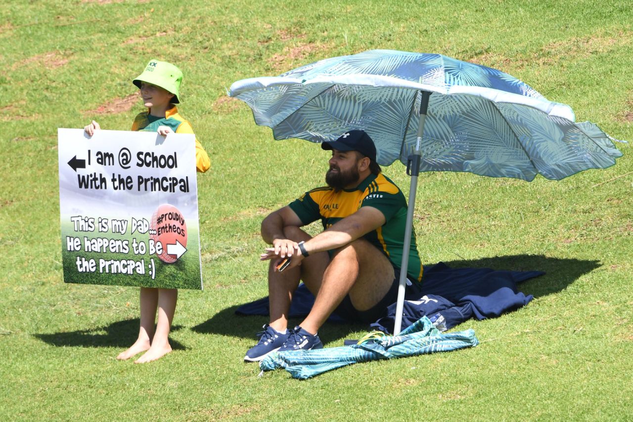 A touch of cheekiness on the grass banks from South Africa fans, South Africa vs West Indies, 1st Test, Centurion, 3rd day, March 2, 2023
