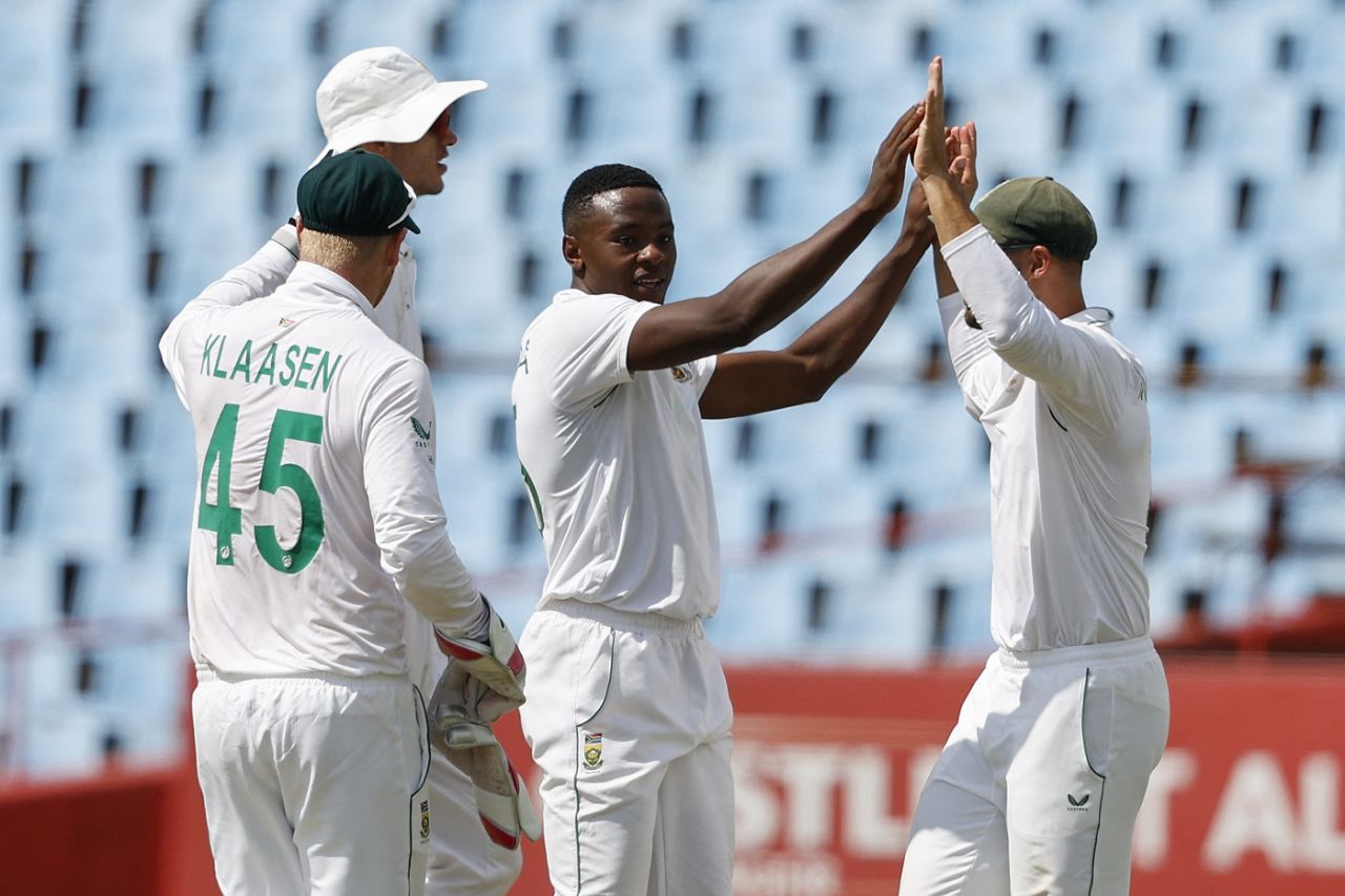 Kagiso Rabada is all smiles after sending back Joshua da Silva, South Africa vs West Indies, 1st Test, Centurion, 3rd day, March 2, 2023
