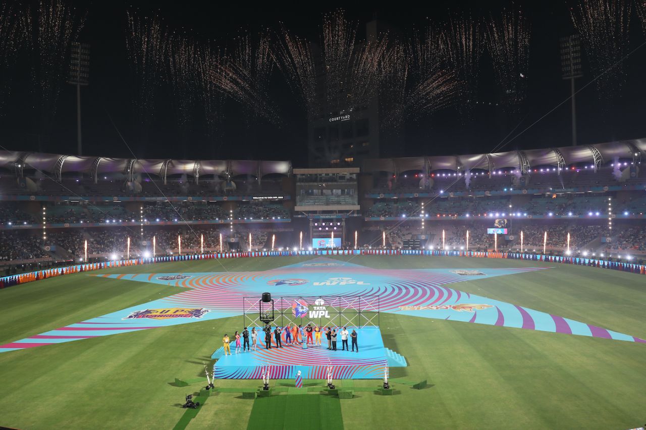 The pyrotechnics go off in Mumbai, Gujarat Giants vs Mumbai Indians, Women's Premier League 2023, Mumbai, March 4, 2023