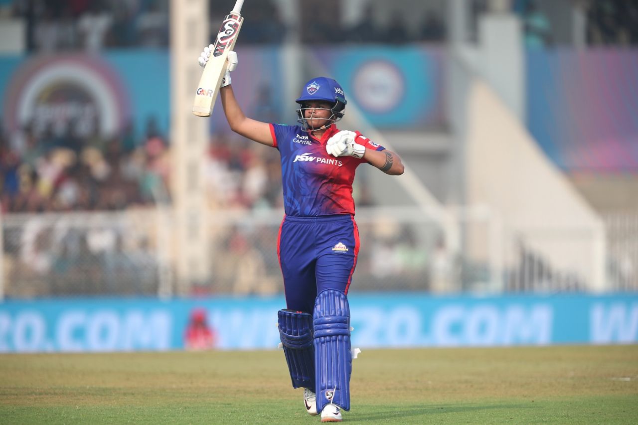 "Come on", says a pumped-up Shafali Verma after reaching fifty, Royal Challengers Bangalore vs Delhi Capitals, Women's Premier League 2023, Brabourne Stadium, Mumbai, March 5, 2023
